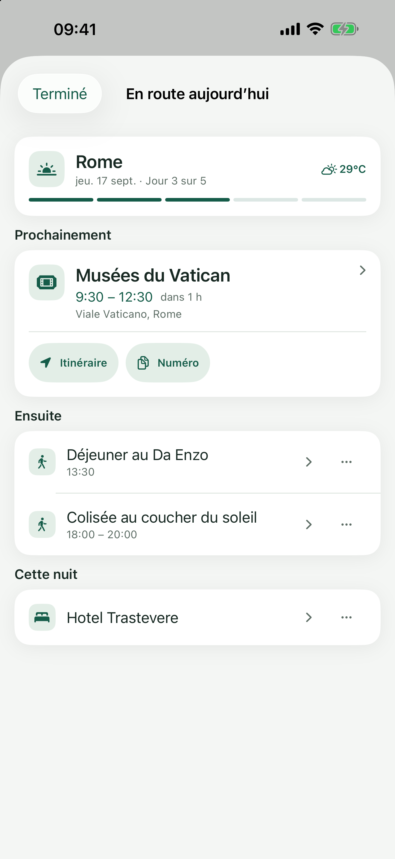 Aujourd’hui à Rome : prochain rendez-vous, itinéraire, numéro de réservation et hébergement