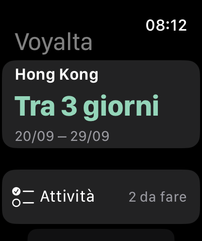 Panoramica del viaggio Voyalta su Apple Watch